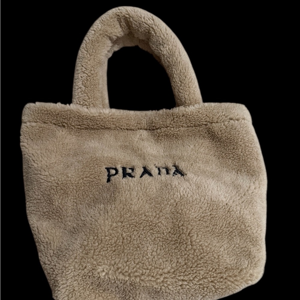 Prada Beauty Tan Shearling Mini Tote Bag - Picture 2 of 2